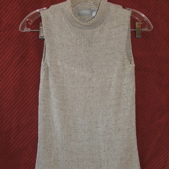 LIZ CLAIBORNE Tan Sleeveless SILK Blend Top Petite Small (Y6) - Picture 1 of 7